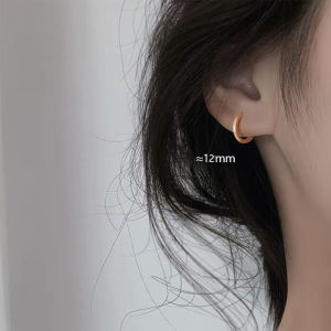 GENENIC Accessories Gold Simple 6mm/8mm/10mm/12mm Korean Huggie Round Earring Minimalist Ear Buckle Hoop Earrings