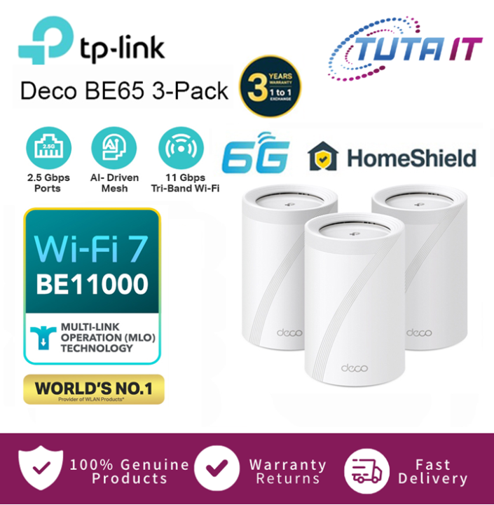 TP-Link Deco BE65 BE11000 Whole Home Mesh WiFi 7 System | Lazada