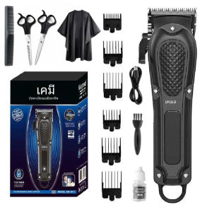Kemei clipper ปัตตาเลี่ยนไร้สาย ผมแบบปรับได้สําหรับผู้ชายจอนผมมืออาชีพไฟฟ้าไร้สายเครื่องตัดผมเครา USB ชาร์จ รุ่น KM-1071