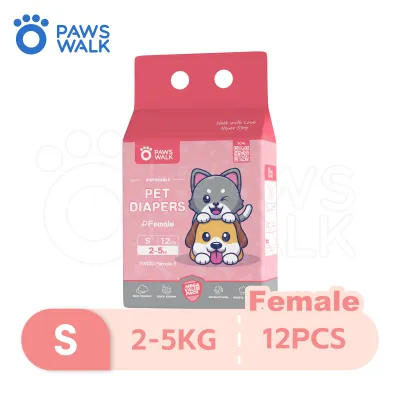 PawsWalk Pet Male/Female Dog diapers absorption 12pcs/Pack Size XXS-XL Rapid Dry Disposable Dogs Supplies Diapers