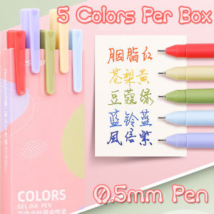 5 Pcs/Box 0.5mm MultiColor Gel Pen Quick Drying Signature Write Painting Morandi Handwriting Pen Student Diary Stationery Office School Supplies