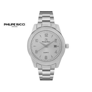 PhiLipe Ricci Jam Tangan Pria Rantai Besi Terbaru Original Simple Hitam Keren 8060D Free Baterai