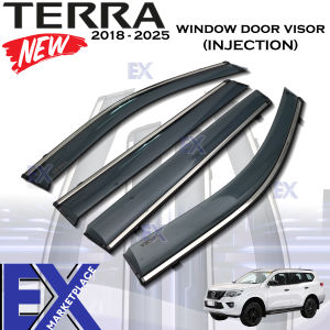 Nissan Terra 2018 to 2025 Window Door Rain Visor Black with Chrome Stainless Steel Lining Thailand Quality (Car Accessories )