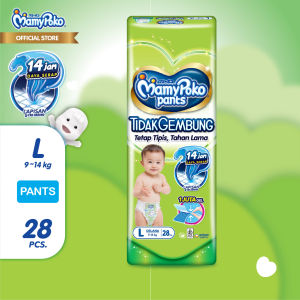MamyPoko Pants X-tra Kering Tidak Gembung ukuran L (9-14kg) isi 28pcs