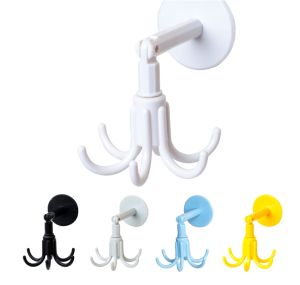 ตะขอติดเพดาน ติดผนัง ที่แขวนติดผนัง 6 แฉก ขอเกี่ยวหมุนได้ 360 °