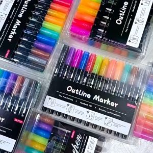8/12/24/36/48Colors Outline Double Line Art Pen Marker PenFor DIY Graffiti Poster Card Holiday Decor 双线记号笔
