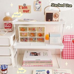 SHUNAICHI Korean Ins Desktop Folding Storage Rack White Stationery Organizer Student Desk Storage Holder Dormitory Office Cosmetics Shelf