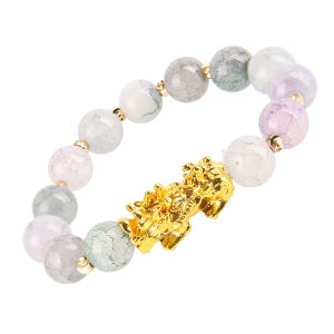 【PrettySet】Feng Shui Vòng Tay Obsidian PiXiu Thịnh Vượng Vòng Tay Xúc Xắc Đồng Xu Vàng Hạt Thần Chú Chạm Khắc Trang Sức Dây Đeo Cổ Tay May Mắn Thu Hút Sự Giàu Có PiXiu/PiYao