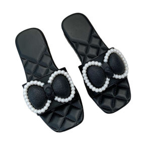 2022ใหม่ รองเท้าแตะยางสไตล์เกาหลี รองเท้าแตะพื้นนุ่ม ตกแต่งกลีบมุก