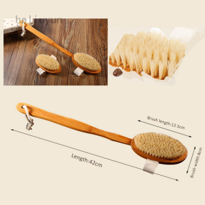 [HCM]Bàn Chải Khô Cọ Tắm EVERSO Cán Gỗ Dài Dụng Cụ Chà Lông Tắm Lưng Toàn Thân Spa Thoải Mái