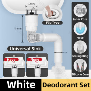 Bathroom Sink Drain Flexible Stretchable Odor-proof Insect-proof Filter Pipe Universal Size Hose Quick Installation