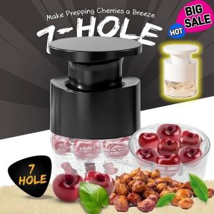 Vixplorn Cherry Pitter Seed Remover Portable Seven Hole Hand Press Tool Kitchen Fruit Prep Home Cooking