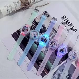 Girls Kids Watches Children Watch Frozen Princess Aisha Sophia Luminous Student Colorful LED Light Women Lady Clock㏇0708