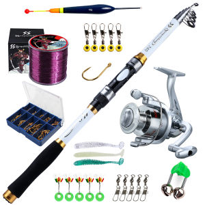 1.8m-2.4m Spinning Rod Glass Fiber Fishing Pole 1000-4000 Fishing Wheel for Saltwater Fishing Reel Pamingwit ng isda Set