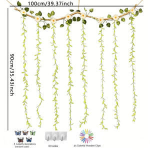 Simulation Daisy Photo Wall Decor Nordic Style Hemp Rope Rattan Hanging Photo Creative Home Wall