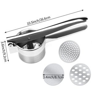 Stainless Steel Potato Ricer Manual Potato Masher With 3 Interchangeable Discs Fruit Juicer Lemon Squeezer2026