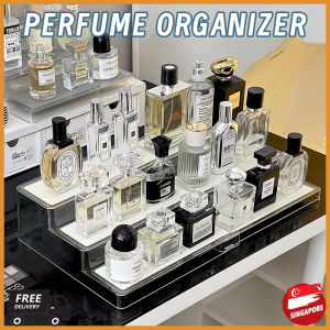🇸🇬[In Stock]Scalable Perfume Organizer Transparent 3-layer Ladder Acrylic Perfume Display Rack Cosmetics Storage Rack