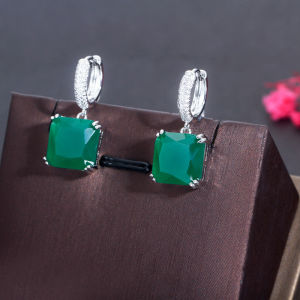 SEQUITO Khuyên Tròn Nhỏ Đính Đá Zirconia Khối Lập Phương Siêu Nhỏ Tinh Tế Kèm Bông Tai Pháp Thời Trang Thanh Lịch Thả Đá Topaz Màu Vàng Hình Vuông Cho Nữ SE592
