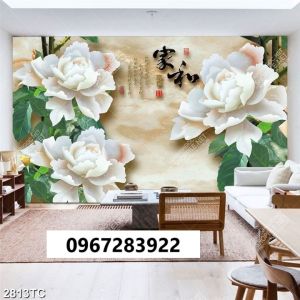 Tranh gạch 3d hoa mẫu đơn trang trí
