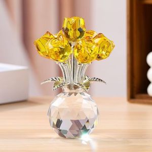 ADAM Colorful Rose Sculpture Crystal Reflect Rose Bouquet Ornaments Romantic Handmade Desktop Floral Decorations Valentines Day