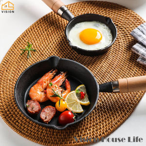 Vision Cast Iron Mini Egg Frying Pan Small Oil Pan Egg Dumpling Iron Pan Hot Oil Pouring Pan Non-Stick Oil Cooking Frying Pan