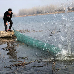 ลอบดักกุ้ง ดักปลา ไอ้โง่ ดักกุ้ง ดักปลา แบบยาว ไซหนอน(ดักกุ้งจีน) แบบยาว 19ชั้น ไอ้โง่ดักปลา ดักกุ้ง ดักสัตว์น้ำ ไซดักกุ้ง ขอบ 25x20 เซ็น ตาอวนถี่ ?ยาว 3.8 เมตร