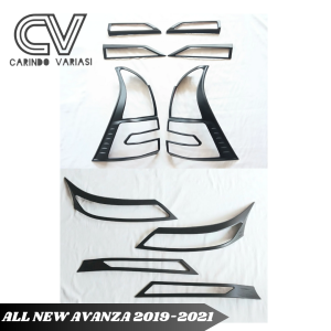 Paket Garnish Lampu Depan Belakang All New Avanza Veloz 2019 - 2021 Hitam Doff Premium