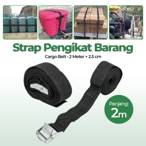 XhaoR Tali Strap Pengikat Barang Cargo Belt 2 Meter x 2.5 cm - XR2 - Black