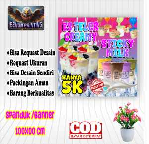 Spanduk Banner 100x100 Es Teler & Stiky Milk Bisa Request Desain