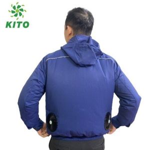 Áo điều hòa KITO chính hãng Nhật BảnÁo có mũ - PIN 30.000MAH + QUẠT 12V ( Tặng túi đá khô )