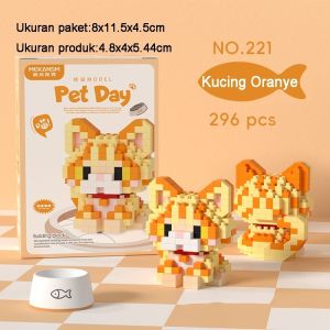 BETTIE Mainan Balok Model Pajangan Hewan Peliharaan Seri Kucing dan Anjing DIY Dog Building Bricks