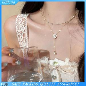 COD Đôi Lớp Tua Vòng cổ ngọc trai cho nữ thiết kế thích hợp Camellia xương đòn chuỗi ánh sáng sang trọng cao cấp Cảm thấy tính khí cổ chuỗi