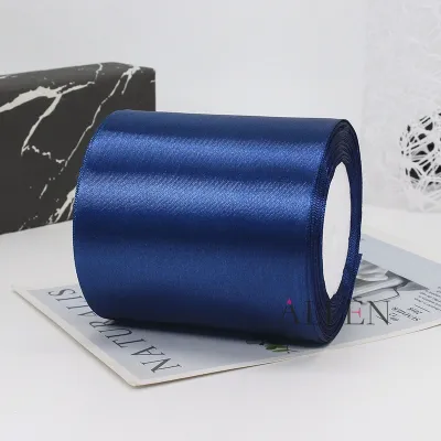 Allen Mall- Navy blue Satin Ribbon Multi-size x Continuous 25 Yards for Bows Bouquet Gift Wrapping Wedding Decorations Etc.