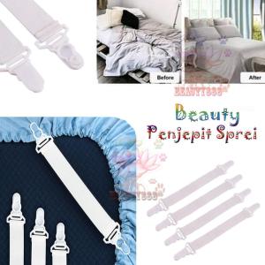 Beauty Jepit/Penjepit/Jepitan Ujung Sprei (Sheet Grippers) Karet Penjepit Ujung Sprei Bed Sheet Buckle Clip Blankets Holder Elastic Fastener Gripper - White / Putih