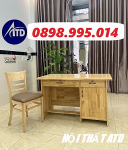 Bàn làm việc gỗ thông tự nhiên cao cấp màu vàng sang trọng 1m2x60cmx70cm (giao sau giờ hành chính)