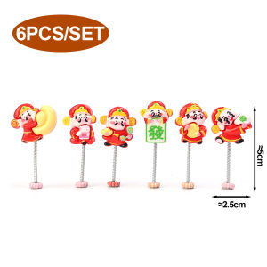 12 cái 2024 thần tài đồ trang trí xe Bảng điều khiển xe hơi mini lắc đầu trang trí thu hút sự giàu có phụ kiện trang trí nội thất xe hơi