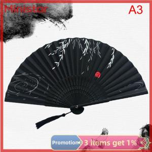 Ministar Chinese Silk Folding Fan Wooden Shank Classical Dance Fan Home Decoration