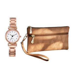 Buy 1 Take 1 Women Geometric Embossed Wristlet Wallet Free Rose Gold Metal Band Quartz Watch Multi Zipper Coin Purse Local Shipping