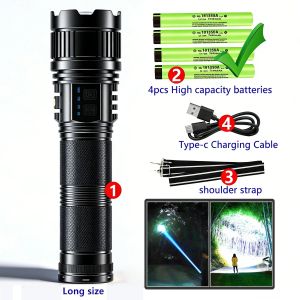 Super Bright LED Flashlight Strong Light Long Range Rechargeable Mobile Zoom Fluorescent Emergency Tactical Torch