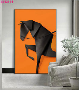 Himalaya Painting HorseElephant Design 35cmx50cm Frameless Waterproof Sintraboard Decorative Wall No Light