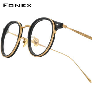 FONEX Acetate Titan Gọng kính nam thiết kế thương hiệu retro cổ điển kính tròn nữ đầy đủ-rim Kính Nhật Bản chất lượng cao siêu nhẹ tùy chỉnh kính mắt cho mắt 850