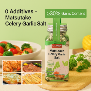 Parsley Garlic Salt Water for Cooking Sea Salt Granules Sea Salt Black Pepper Granules Lemon Garlic Salt Sesame Salt in a Glass Bottle 欧芹大蒜盐