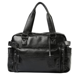 LAOSHIZI Men Soft PU Leather Shoulder Mens Casual Tote Bag Vintage Business Handle Bag Travel bag