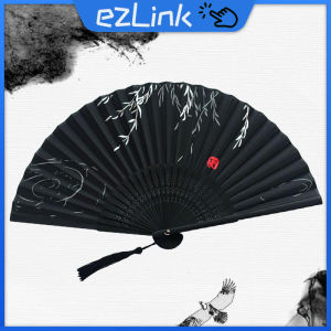 Chinese Style Silk Folding Fan Silk Willow Leaves Fan Vintage Pocket Hand Held Fan