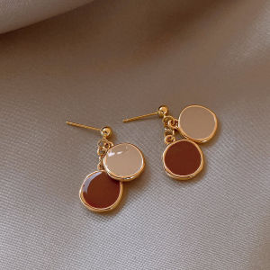 Maillard Design Colored Enamel Irregular Round Plate Pendant Earrings 2024 New Jewelry For Womens Fashion Luxury Accessories