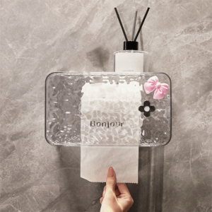 TRYANY Wall Mounted Tissue Box Plastic Multi-purpose Napkin Storage Box Storage Container Transparent Paper Box Paper Drawer