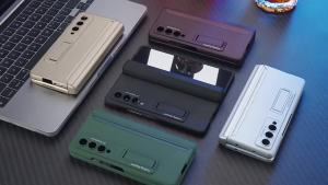 Applicable to Samsung fold4 Magnetic Pen Holder Phone Case Business Rotating Full Coverage Flip Cover with Integrated Screen Protector fold4 Generation Hot