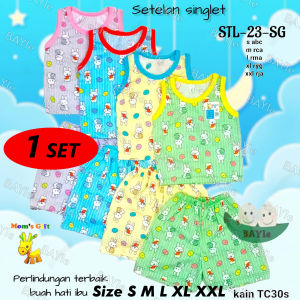 BAYIe - Setelan Singlet/Kutung Anak/Bayi FULL PRINT Motif RABBIT MOMS GIFT STL-23-SG SNI Bahan 100% Katun Size S - XXL