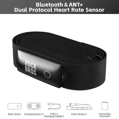 ROCKBROS Heart Rate Monitor Chest Strap for Cycling Running Dual Mode ANT+ Bluetooth IP67 Waterproof Heart Rate Sensor Compatible with Bike Computer Phone Fitness APP