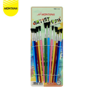 MONTANA Art Brush Set Alat Lukis Kuas Cat Air Minyak 18 - 20 cm Watercolor Brush Acrylic TBS 1-12